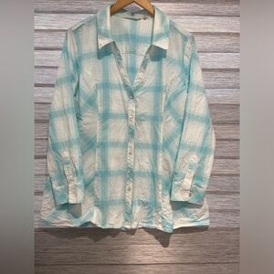 Soft Surroundings 100% cotton Parker Tunic In Turquoise And White Size XL